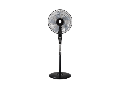 IQRA 16-inch Stand Fan with Remote Control IQ-SF040R; 50W Copper Motor, 3-Speed Function, 4-Hour Timer, ABS Body & 5 Blades, BS Plug with Fuse Free-standing fans