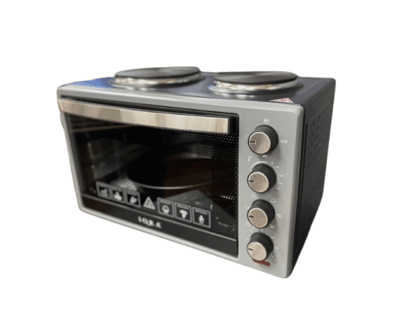 Iqra 30L Premium Electric Oven with Hot Plates IQ-EO38HP; 1600W + 2 Hot Plates (1000W + 600W), 60-min Timer, Rotisserie, Pizza Tray, Oven Lamp Electric Ovens Electric Ovens