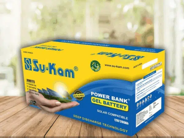 Su-Kam 200Ah 12V Gel Deep-Cycle Battery; AGM Separator Design, PbCaSn Alloy Grids, Long Life up to 10 Years, Maintenance-Free Power Backup Su-Kam Batteries