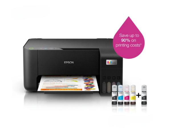Epson EcoTank L3210 Ink Tank All-in-One Printer; USB Print, Scan & Copy, High Yield 8100/6500 Pages per Refill, 12W Power Consumption EcoTank Printers