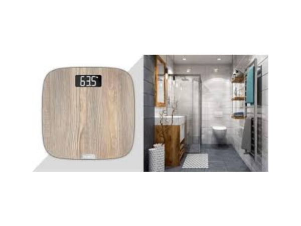 Tefal Origin Electronic Personal Bathroom Scale, Tempered Glass Wood Design, 160kg Capacity, LCD Display – PP1600V0 Kitchen Scales