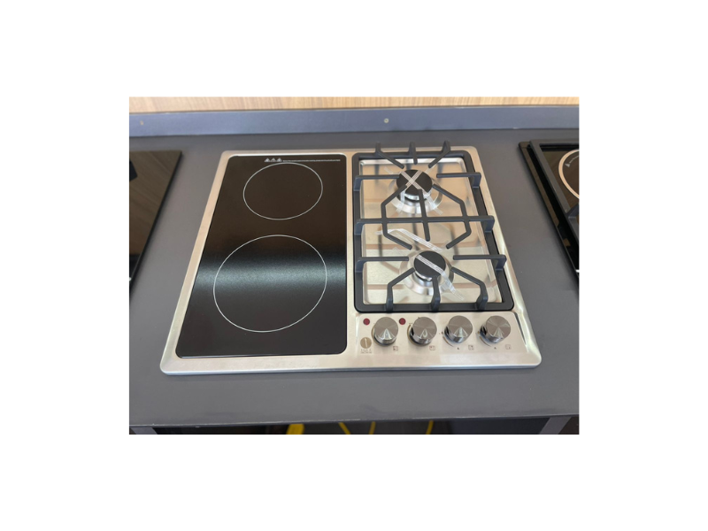 IQRA Built-In Hob, 60cm, 2 Gas Burners + 2 Ceramic Hotplates IQ-KH4080ES, Tempered Glass Top, Dual Energy Hybrid Cooking System, Auto Ignition