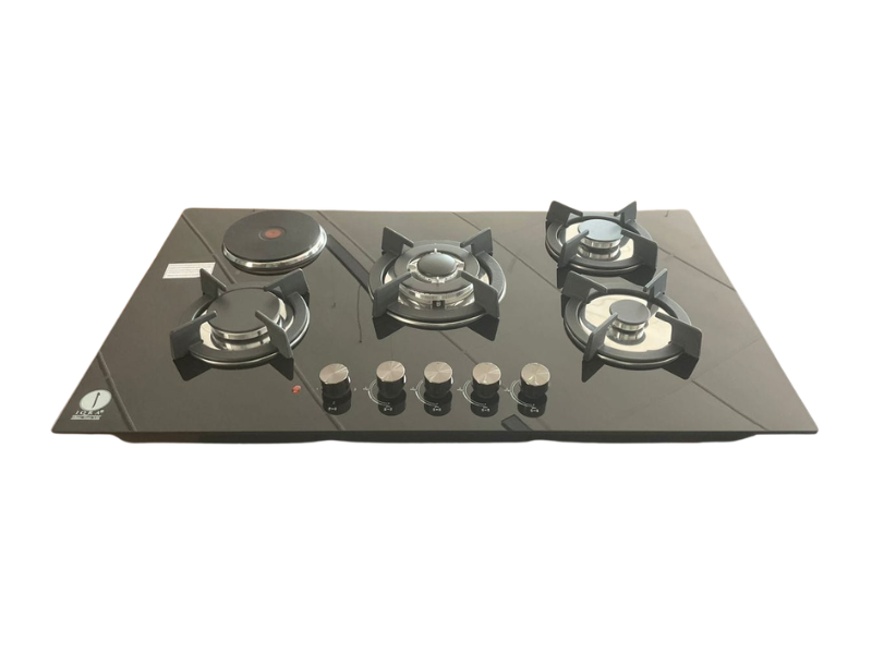 IQRA 90cm Built-In Hob IQ-KH5002EG; 4 Gas Burners + 1 Electric Plate, Glass Top, Pulse Ignition, Cast Iron Pan Supports, Jet Burner Built-in Hobs 2 IQRA 90cm Built-In Hob IQ-KH5002EG; 4 Gas Burners + 1 Electric Plate, Glass Top, Pulse Ignition, Cast Iron Pan Supports, Jet Burner Built-in Hobs 2