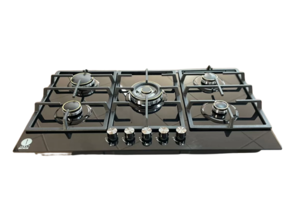 IQRA 90cm Built-In Gas Hob IQ-KH5068BG; 5 Gas Burners, Glass Top, Brass Burners, Wok Burner, Multiple Jet Burner Built-in Hobs
