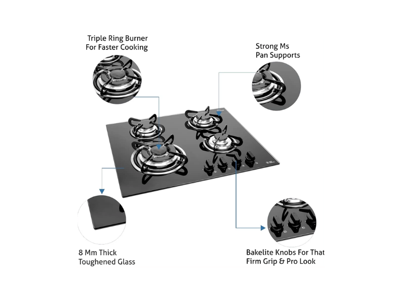 IQRA Built-In Gas Hob, 60cm, 4 Gas Burners, Stainless Steel Top, Pulse Ignition, Jet Burner, Cast Iron Pan Supports – IQ-KH4002SS Built-in Hobs 3 IQRA Built-In Gas Hob, 60cm, 4 Gas Burners, Stainless Steel Top, Pulse Ignition, Jet Burner, Cast Iron Pan Supports – IQ-KH4002SS Built-in Hobs 3