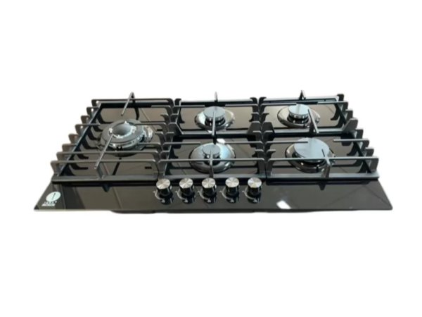 IQRA Built-In Gas Hob, 90cm, 5 Gas Burners, Tempered Glass Top, Auto Ignition, Flame Failure Device, Cast Iron Pan Supports – IQ-KH5096G Built-in Hobs