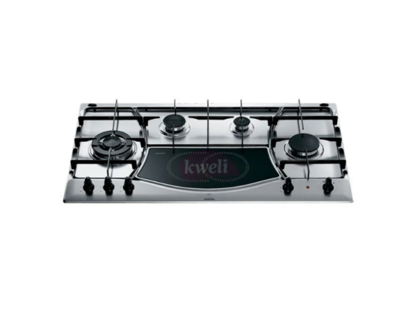 Ariston 90x60cm Built-in Hob PH941MSTBGH; 4 Gas Burners + 1 Electric Plate, Cast Iron Pan Supports, Auto Ignition, Flame Safety System Built-in Hobs
