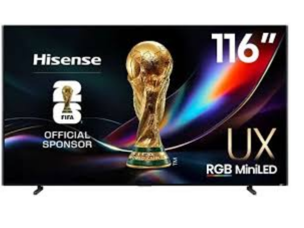 Hisense 116-inch Smart TV 116UX; 4K UHD RGB Mini-LED, Ultra High Brightness Flagship Display, 165Hz VRR Gaming TV, Dolby Vision IQ, Dolby Atmos, HDMI 2.1, Full Array Local Dimming, VIDAA/Google TV 4K UHD TVs