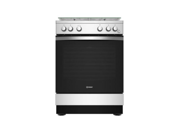 Indesit 60x60cm Full Gas Cooker IS67G1PCX; 4 Gas Burners, Gas Oven & Grill, Rotisserie, Flame Failure Safety, Auto Ignition Key Features Cookers