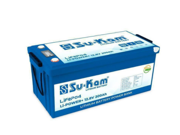 Su-Kam 200Ah 12.8V LiFePO₄ Lithium Battery LI200-12; 2.56kWh, 150A Discharge, 100A Charge, 6000 Cycles