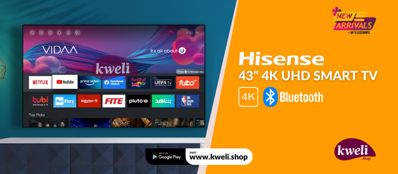 Hisense 43 inch 4K UHD Smart TV with Bluetooth
