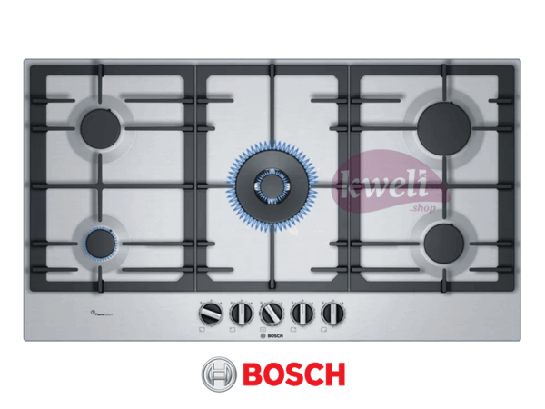 Bosch Gas Hob, 5 Gas, 90cm Stainless steel – PCR9A5B90