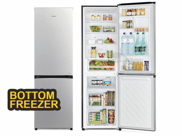 Hitachi 320-liter Double Door Refrigerator with Bottom Mounted Freezer, Frost Free – RB410PUN6PSV