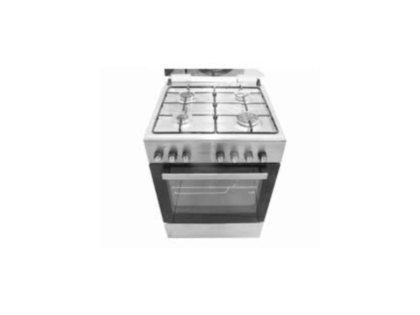 TITAN Freestanding Cooker, 60cm x 60cm, 4 Gas Burners, Gas Oven with Grill, Auto Ignition, Oven Lamp, Stainless Steel Finish – TN-FC6400XBS