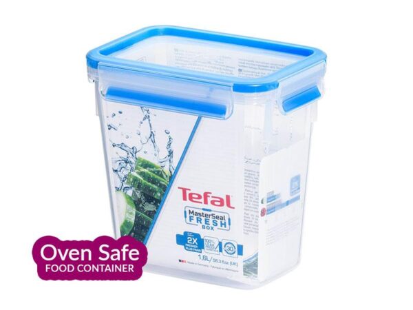 Tefal MasterSeal Fresh Rectangle Food Storage, Clear-Blue, 1.6l – K3021912